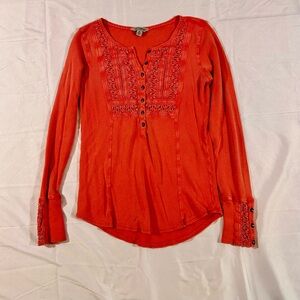 Lucky Brand Peach Colored Long Sleeve Shirt Size Medium